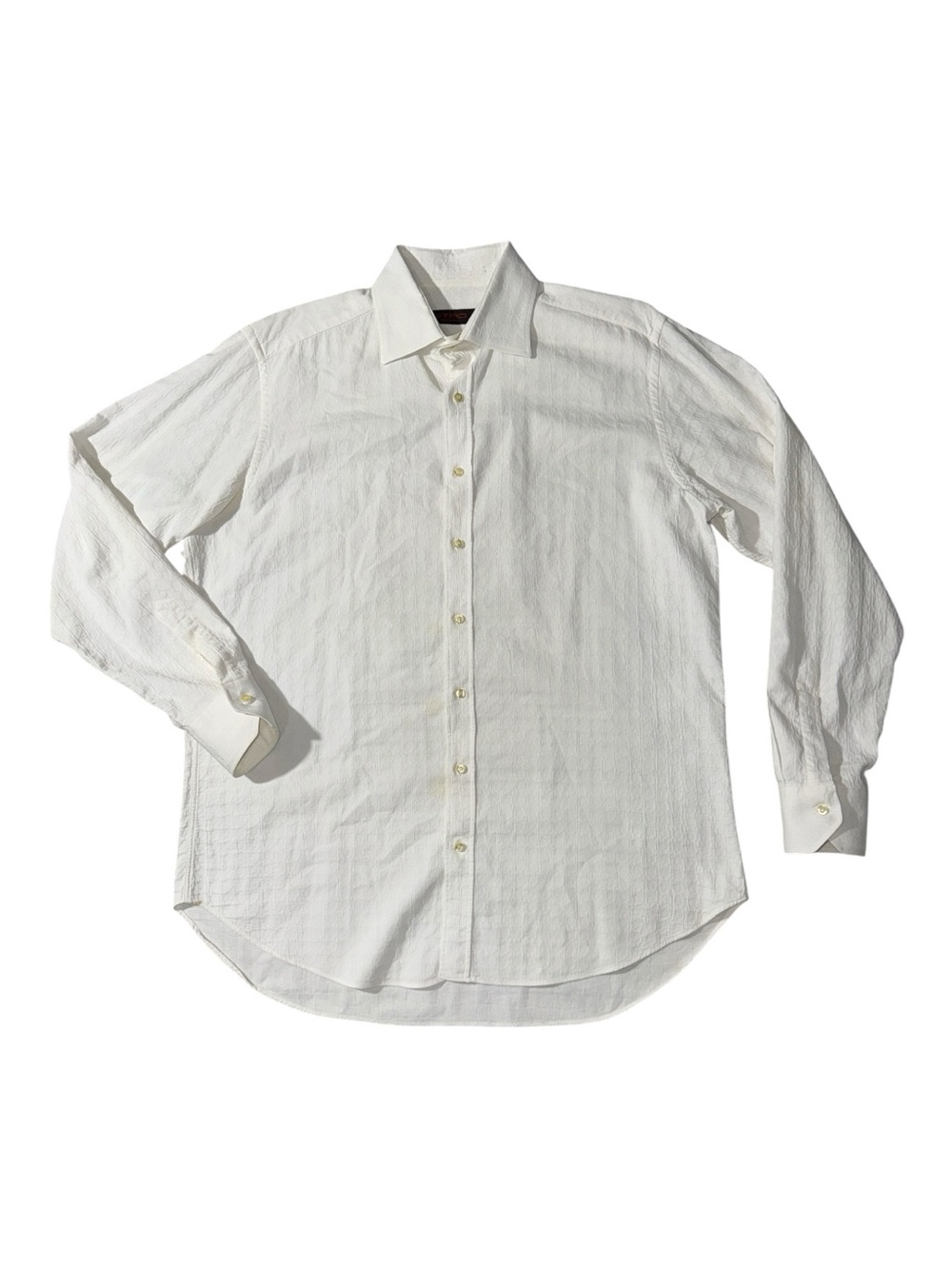 Etro mens 44 XL white geo pattern jacquard button up casual shirt